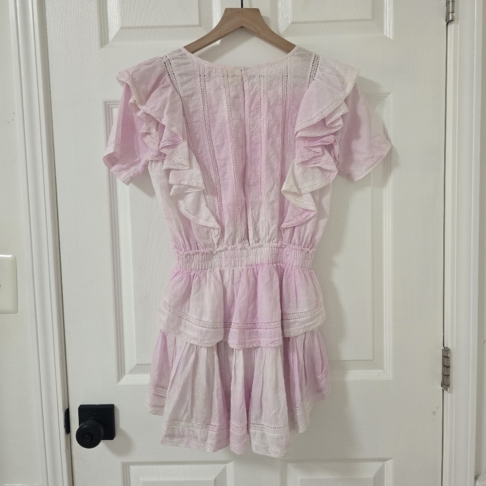 Loveshackfancy Natasha Ruffle Mini Dress In Island Pink Hand Dye Size XS - Picture 7 of 7